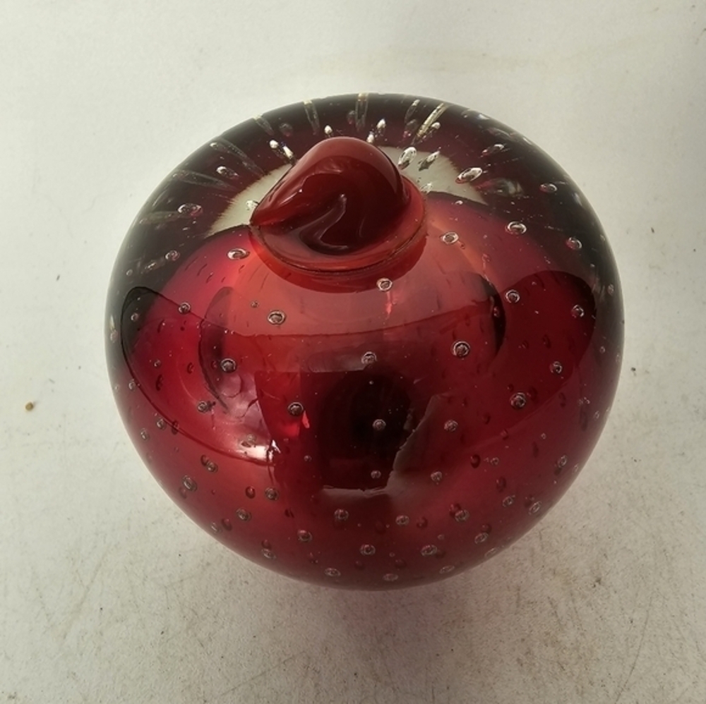 Vintage‎ Murano red bullicante art glass paper weight